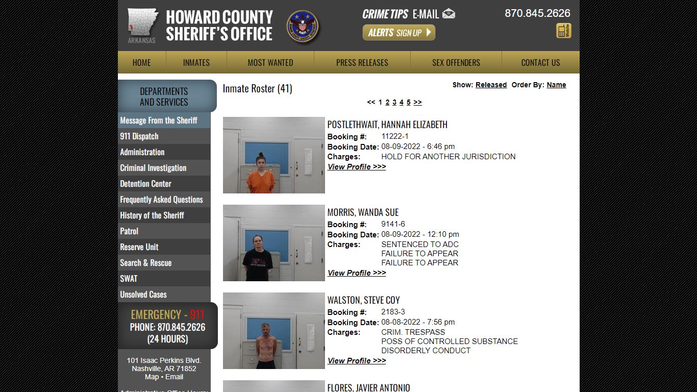 Inmate Roster - Howard County Sheriff's Office